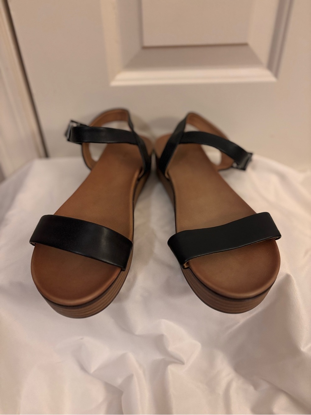 Rock & Candy Black and Brown Strappy Platform Sandals